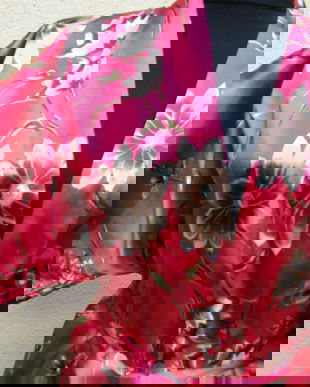 Halat satin cu flori