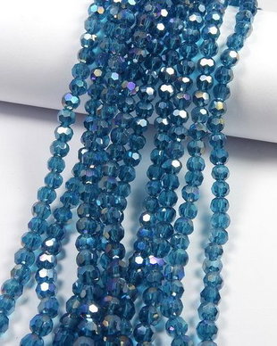 Cristale din sticla, rotunde, 4 mm, AB, teal