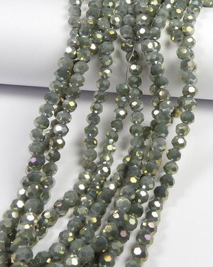 Cristale din sticla, rotunde, 4 mm, electroplacate, gri