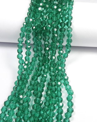 Cristale din sticla, rotunde, 4 mm, verde smarald