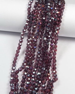 Cristale din sticla, rotunde, 3 mm, AB, purple
