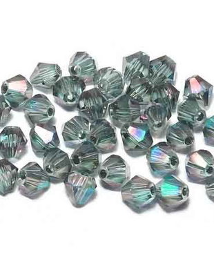 Cristale din sticla, biconice, 3 mm, AB, teal-F10