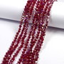 Cristale din sticla, biconice, 3 mm, AB, rosu inchis