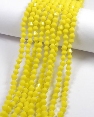 Cristale din sticla, biconice, opace, 4 mm, galbene-B10