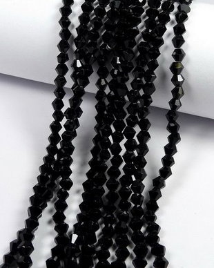 Cristale din sticla, biconice, 3 mm, negre