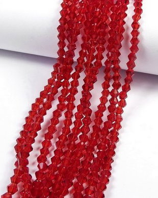 Cristale din sticla, biconice, 3 mm, rosu inchis