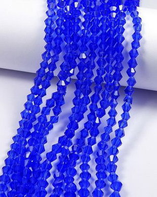 Cristale din sticla, biconice, 3 mm, albastre