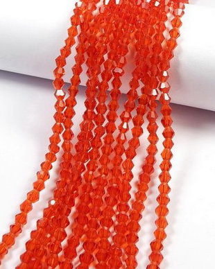 Cristale din sticla, biconice, 3 mm, rosu orange