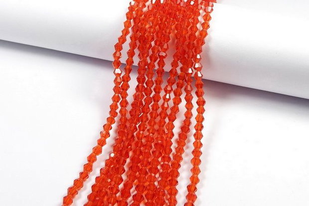 Cristale din sticla, biconice, 3 mm, rosu orange