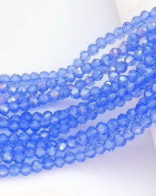 Cristale din sticla, rondelle, 4x3.5 mm, AB, albastru deschis-B09