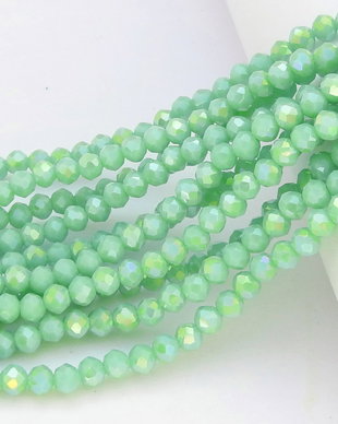 Cristale din sticla, rondelle, opace, 4x3.5 mm, AB, vernil
