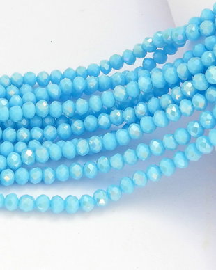 Cristale din sticla, rondelle, opace, 4x3.5 mm, AB, aquamarin
