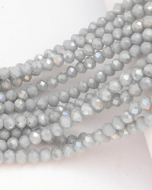 Cristale din sticla, rondelle, opace, 4x3.5 mm, AB, gri