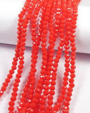 Cristale din sticla, rondelle, opace, 3.5x3 mm, rosu orange