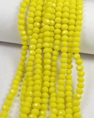 Cristale din sticla, rondelle, opace, 3.5x3 mm, galbene