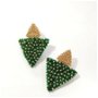 Cercei triunghi verde smarald mix