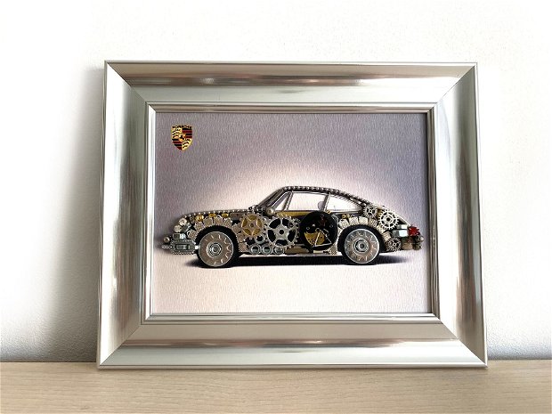 Model Porsche Cod M 613・Tablou masini・Cadouri pentru casa nouă・Masini de epoca・Colaj accesorii metalice