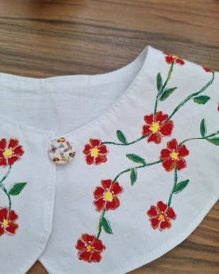 Guler copii/guler pictat cu floricele  rosii