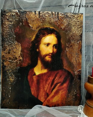 Icoana pe lemn ars ,,Isus Hristos,,