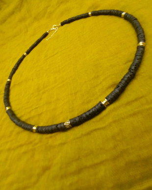 Colier argint pentru bratati surfer necklace lava heishi disc minimalist trendy masculin cadou - Transport gratuit