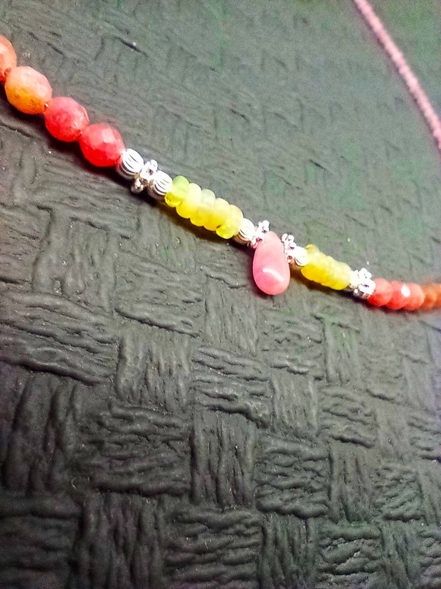 Foc Roz Colier argint safir roz opal de foc etiopian turmalina roz/rubelit ...