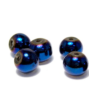 Margele din sticla, rotunde, 8 mm, albastre