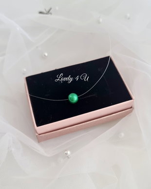 ANNA - Colier transparent cu perlă verde8mm