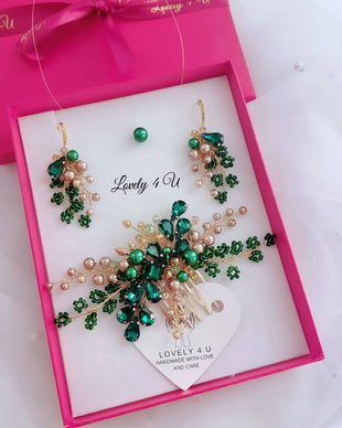 LUCYA - Set Diadema si cercei + colier cu fir transparent