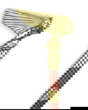 Baston din lemn de mahon cu maner din alama masiva