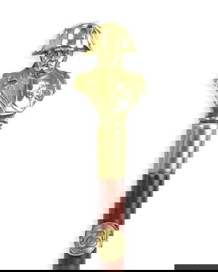 Baston din lemn de mahon cu maner din alama masiva