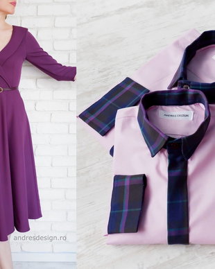 Rochie Mama si Camasi Tata Fiu Mov Lila