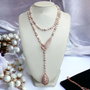 Colier lung din perle de cultura nuante diferite rose/gri/alb