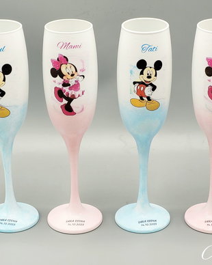Pahare personalizate pentru botez Minnie & Mickey Mouse