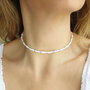 Choker finut alb/auriu