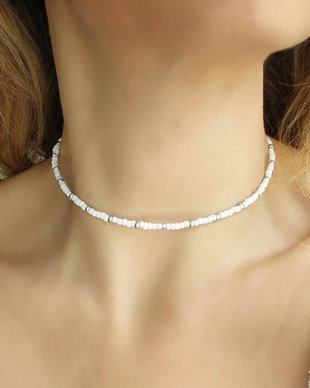 Choker finut alb/auriu