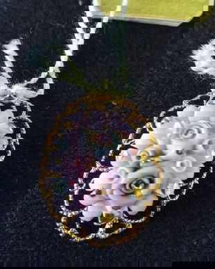 SPLENDID MEDALION VINTAGE PORTELAN A.MAS BARCELONA CU ETICHETA ORIGINALA