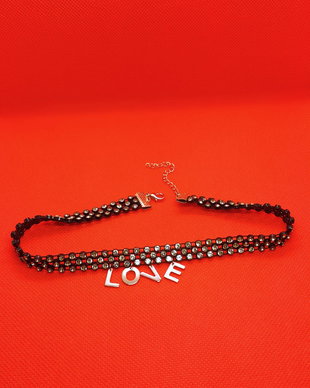 Colier choker cu ștrasuri - negru