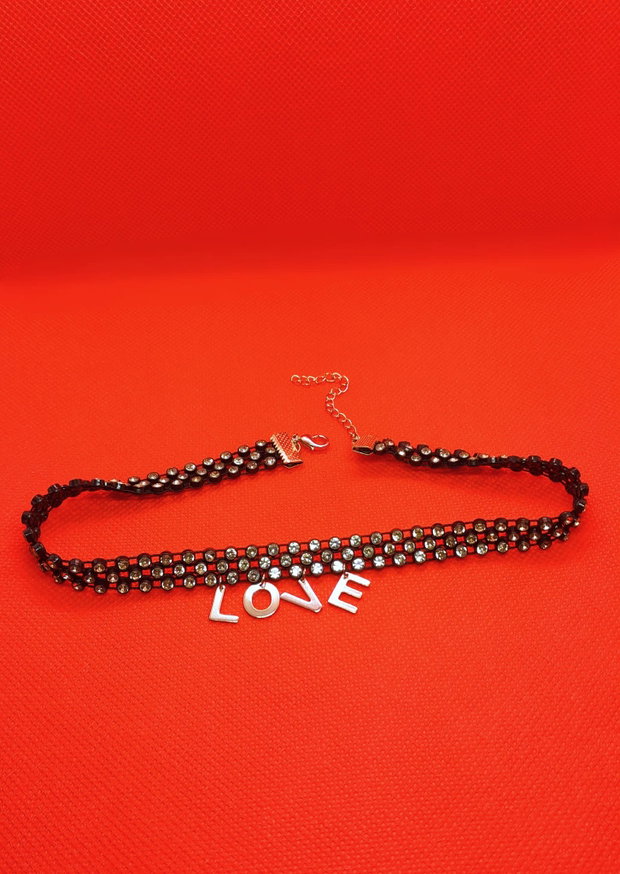 Colier choker cu ștrasuri - negru