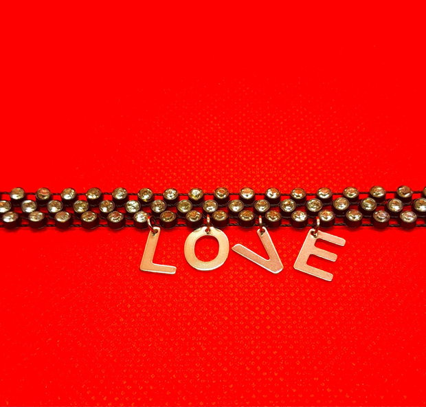 Colier choker cu ștrasuri - negru