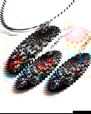 set bijuterii lemn cu mandala 43410