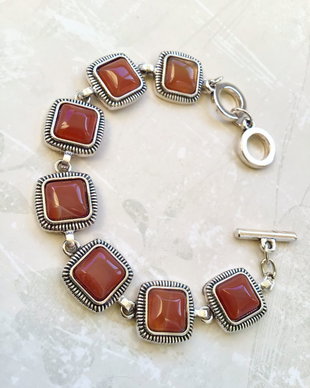 Bratara agate carneol & aliaj argintiu antichizat