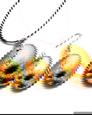 set bijuterii lemn cu floarea soarelui 43561