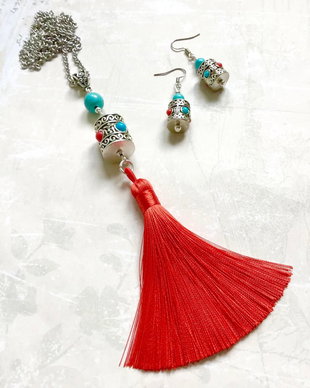 Set Nepalez coral & turcoaz
