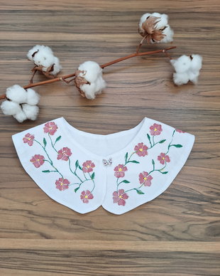 Guler copii/guler pictat cu floricele  roz