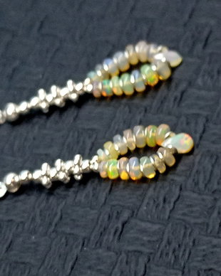 Cercei argint opal de foc etiopian heishi disc briolete tija boho chic trendy -Transport gratuit