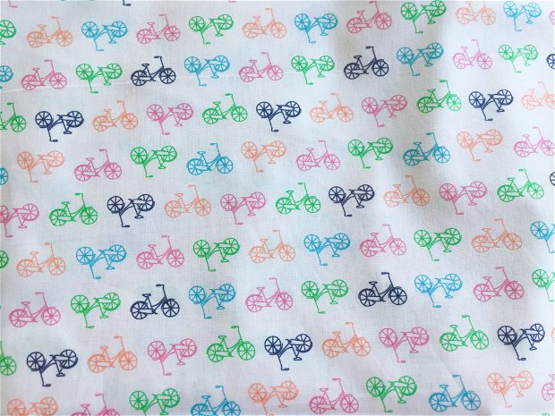 Panza bumbac print biciclete colorate