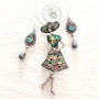 Set lucrat manual pandant/brosa si cercei, paua shell, 3561