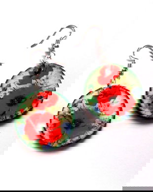 cercei lemn cu maci 43563