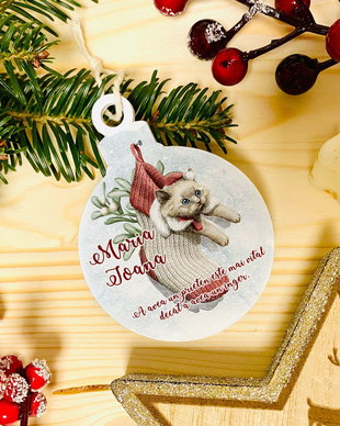 Glob Craciun Personalizat Lemn - Craciunul Animalutelor
