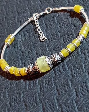 Bratara argint jad corean heishi disc boho chic trendy -Transport gratuit